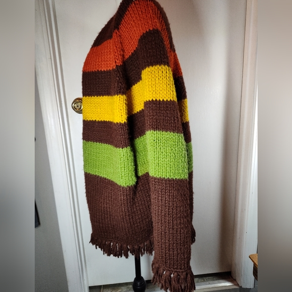 🏵️ vintage handmade knit shawl wrap boho hippie - Picture 2 of 14